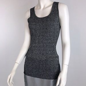 Karen Kane Silver Sparkly Knit Sleeveless Tank Top